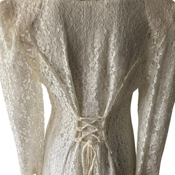 Vintage Dana Scott 2 Layer Lace size 7/8 Midi Dress - Picture 2 of 16